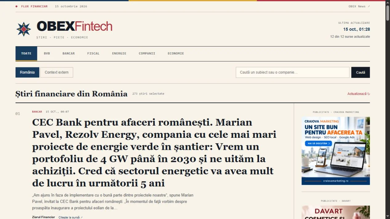 OBEX Fintech: pagina principală